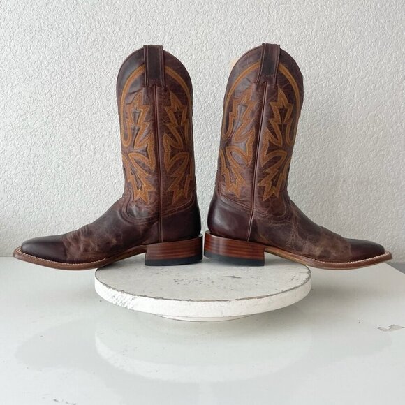 Rod Patrick Mens Cowboy Boots 8.5B Perro Loco Brown Leather Western Square Toe - Picture 8 of 14